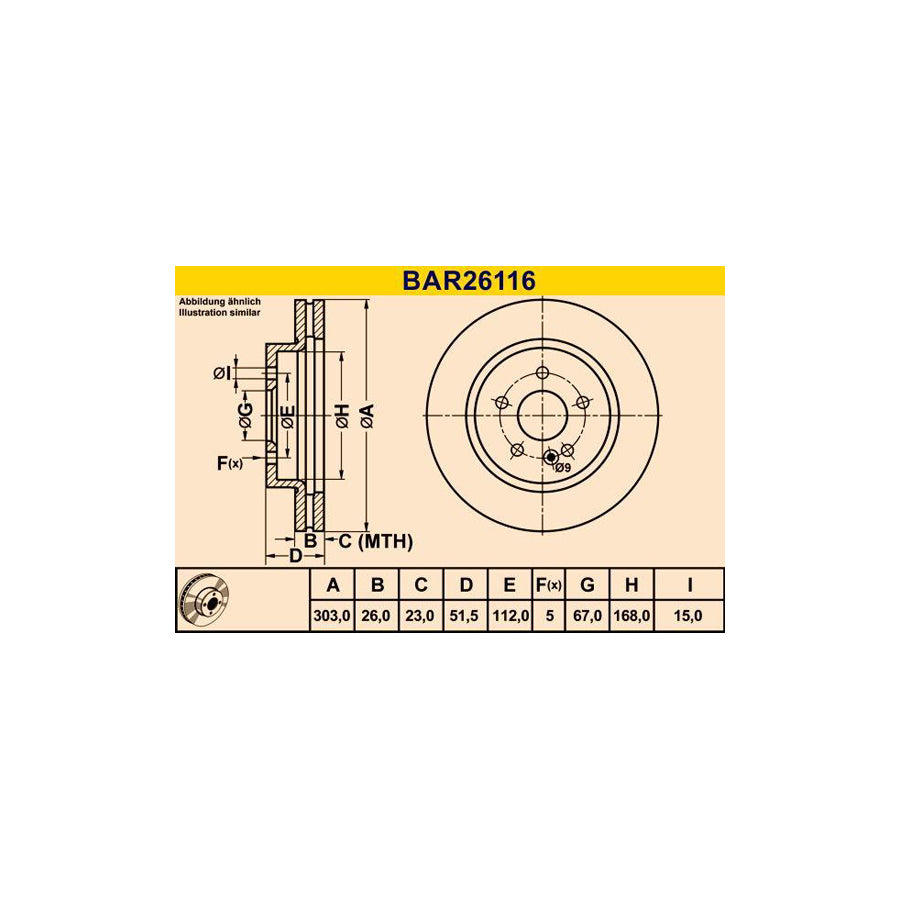 Barum BAR26116 Brake Disc Suitable For Mercedes-Benz Ml-Class (W163)