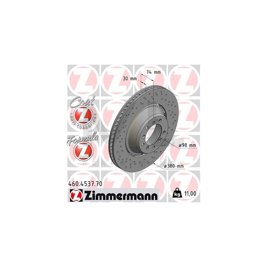 ZIMMERMANN 460.4537.70 Brake Disc Perforated, Two-piece brake disc, Vented, Coated, Alloyed / High-carbon | ML Performance Car Parts