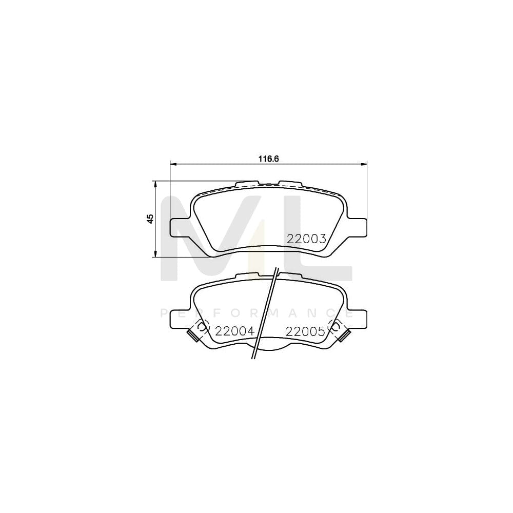 Hella 8DB 355 023-051 Brake Pad Set For Toyota Venza (_V1_) With Acoustic Wear Warning | ML Performance Car Parts