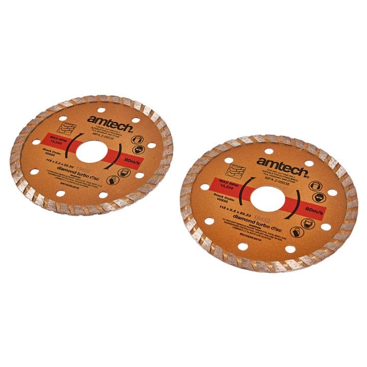 Amtech 2pcs. 115mm (4-1/2") Diamond Turbo Disc Set | ML Performance DIY & Power Tools