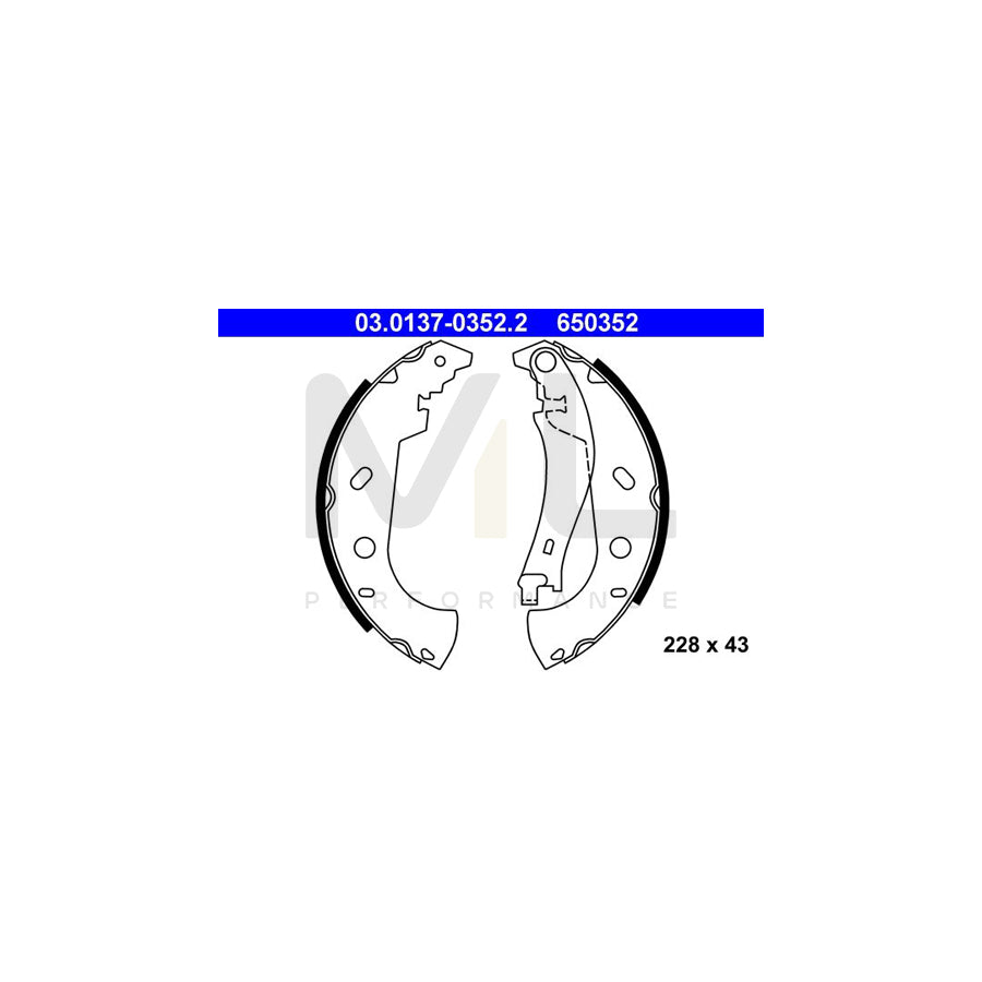 ATE 03.0137-0352.2 Brake Shoe Set with lever | ML Performance Car Parts