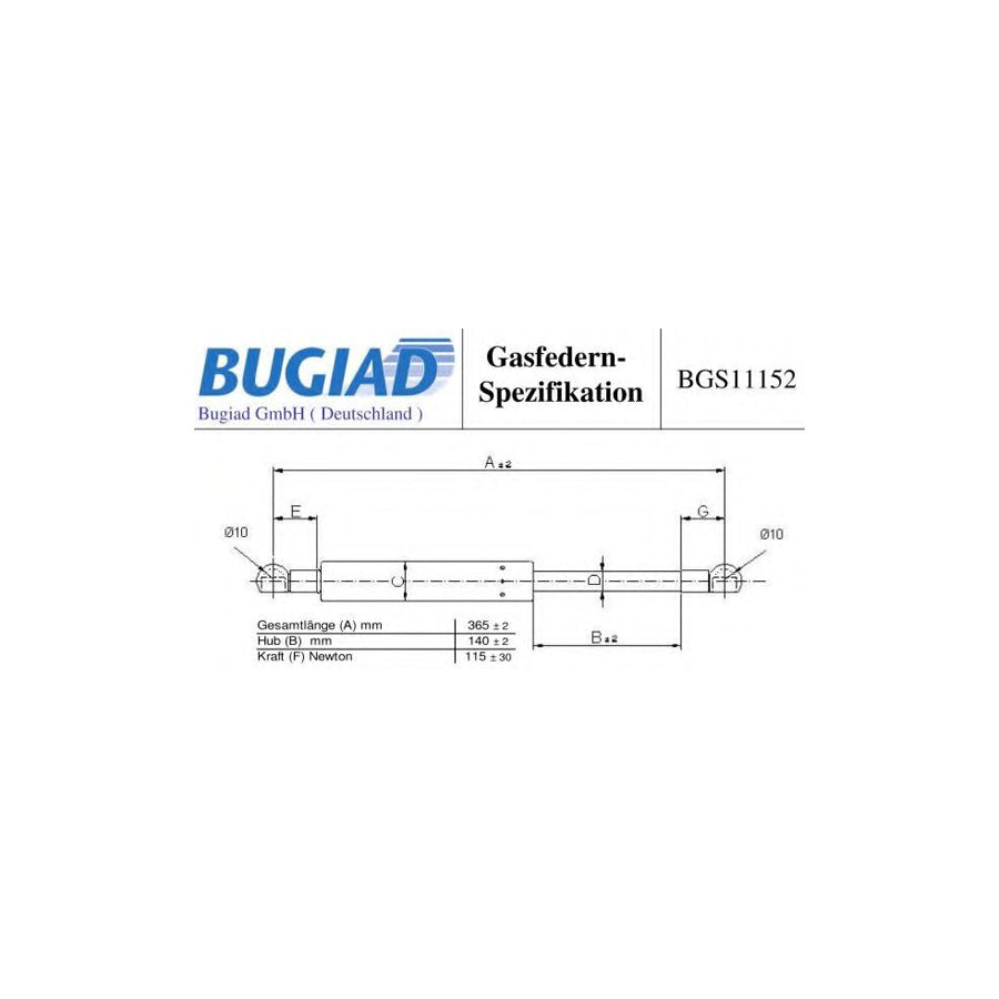 Bugiad BGS11152 Gas Spring, Rear Windscreen For Honda Cr-V Ii (Rd)