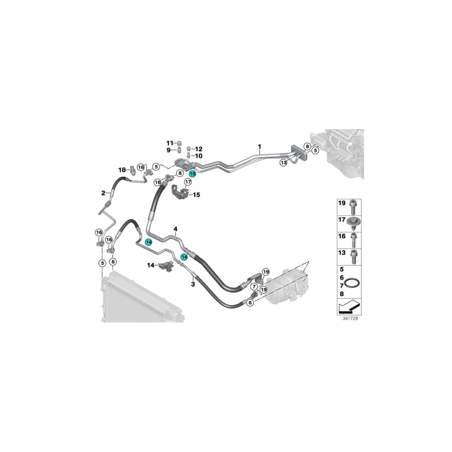 Genuine BMW 64509252992 F15 F16 Suction Pipe Evaporator-Compressor R134A (Inc. X6 40dX, X5 40dX & X5 30dX) | ML Performance UK Car Parts