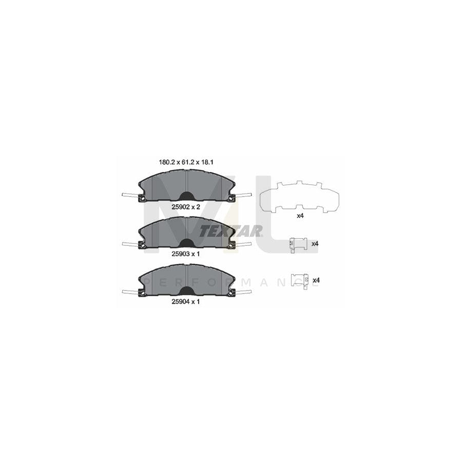 TEXTAR 2590201 Brake pad set not prepared for wear indicator, with accessories | ML Performance Car Parts