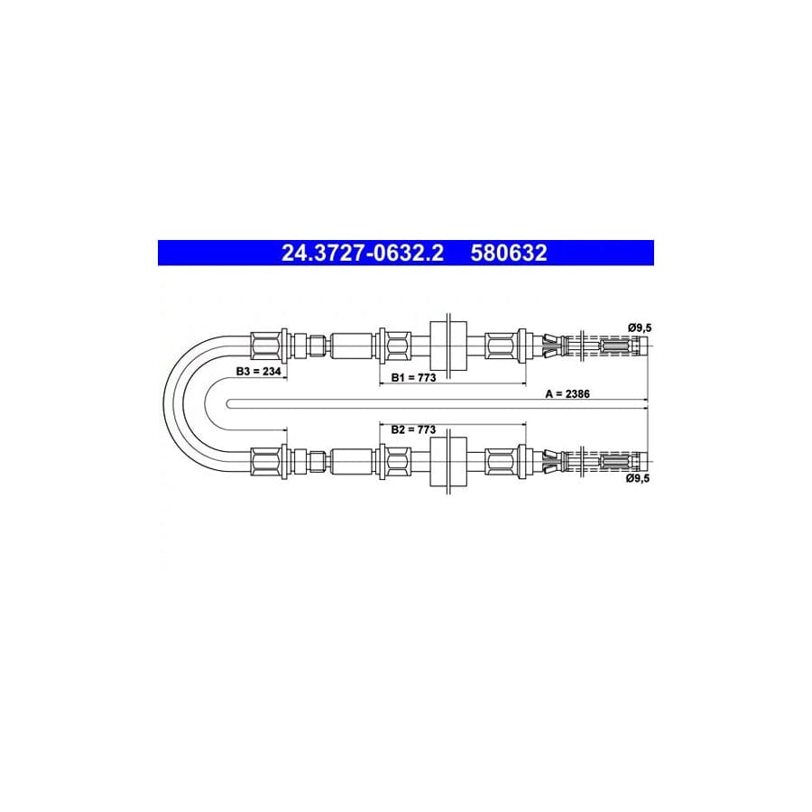 ATE 24.3727-0632.2 Hand Brake Cable For Ford Transit