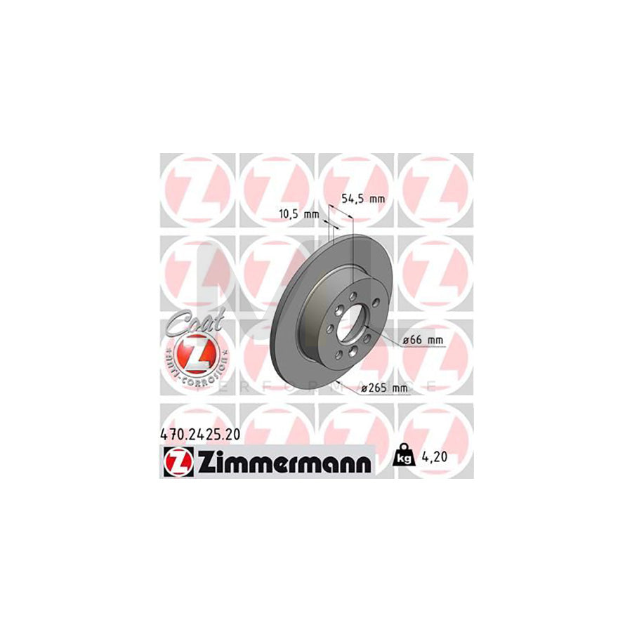 ZIMMERMANN COAT Z 470.2425.20 Brake Disc Solid, Coated | ML Performance Car Parts