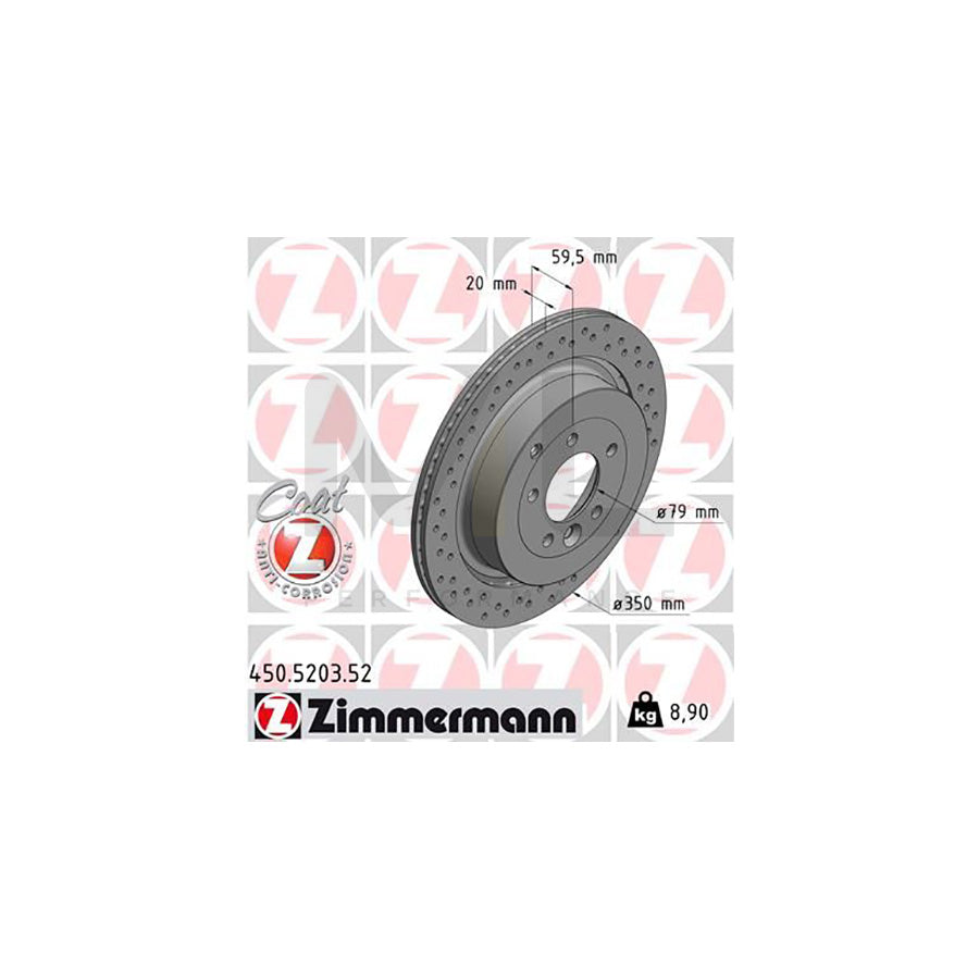 ZIMMERMANN SPORT COAT Z 450.5203.52 Brake Disc Externally Vented, Perforated, Coated, High-carbon | ML Performance Car Parts