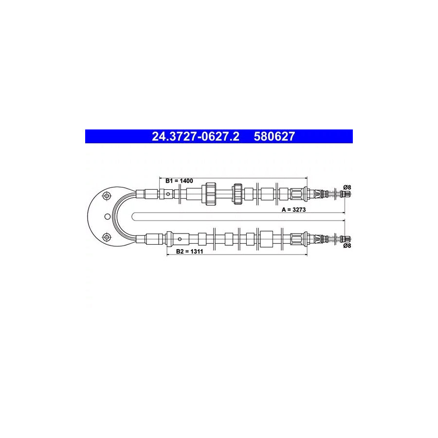 ATE 24.3727-0627.2 Hand Brake Cable