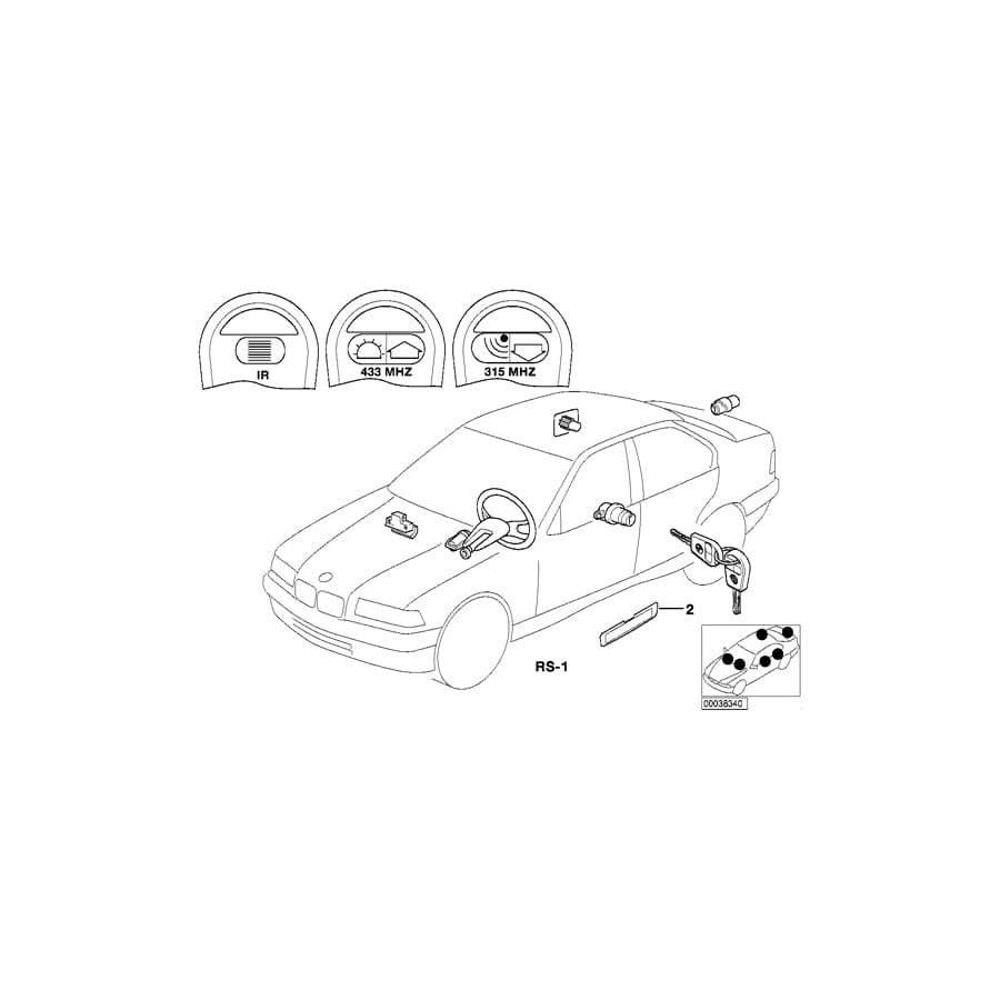 Genuine BMW 51211000214 E36 Set Unif.Lock.Syst.W/Ews Ctrl Unit(Code) 315 MHZ (Inc. Z3) | ML Performance UK Car Parts