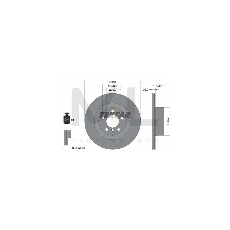 TEXTAR PRO 92256303 Brake Disc Internally Vented, Coated, without wheel hub, without wheel studs | ML Performance Car Parts