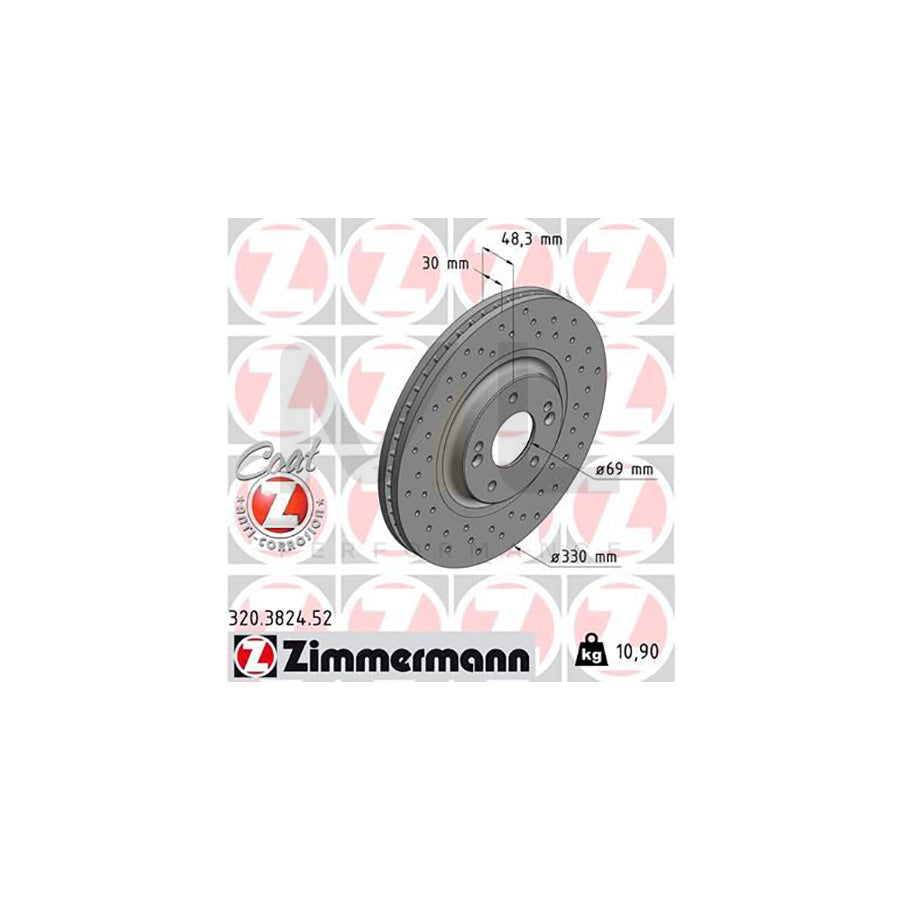 ZIMMERMANN 320.3824.52 Brake Disc for KIA OPTIMA Internally Vented, Perforated, Coated | ML Performance Car Parts