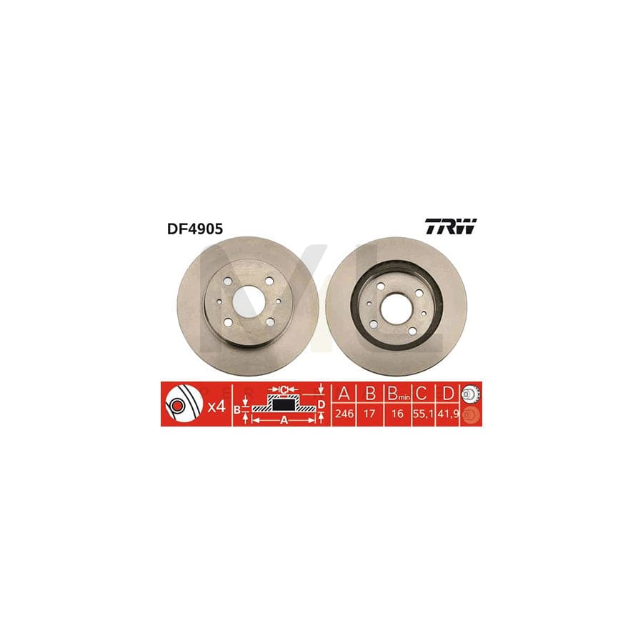 TRW DF4905 Brake Disc Vented, Painted | ML Performance Car Parts