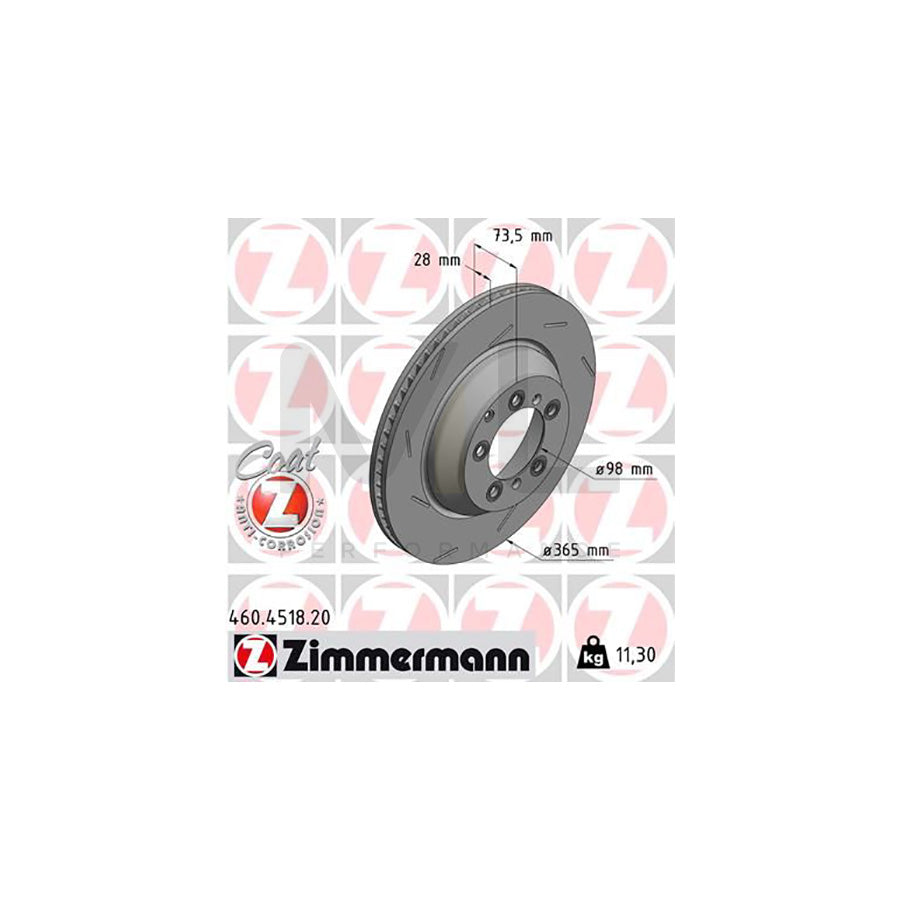 ZIMMERMANN 460.4518.20 Brake Disc for PORSCHE PANAMERA Internally Vented, Slotted, Coated | ML Performance Car Parts