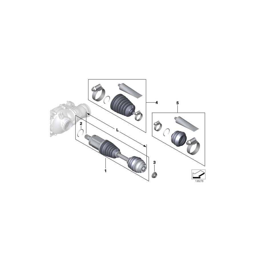 Genuine BMW 31607545126 E70 F15 Exch. Output Shaft, Right L=1055M(Inc. X5) | ML Performance UK Car Parts