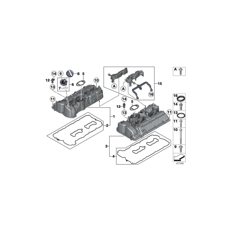 Genuine BMW 11128648128 F06 F13 F01 Cylinder Head Cover Zyl. 5-8 (Inc. X5 50iX 4.4, X6 50iX 4.0 & 750LiX) | ML Performance UK Car Parts