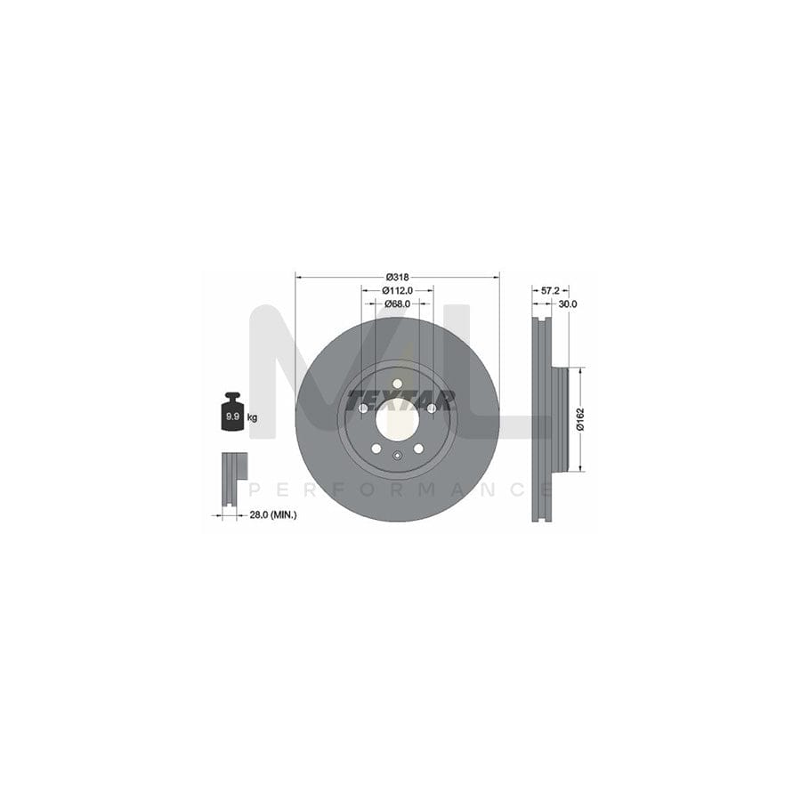 TEXTAR PRO+ 92282705 Brake Disc Internally Vented, Coated, High-carbon, without wheel hub, without wheel studs | ML Performance Car Parts