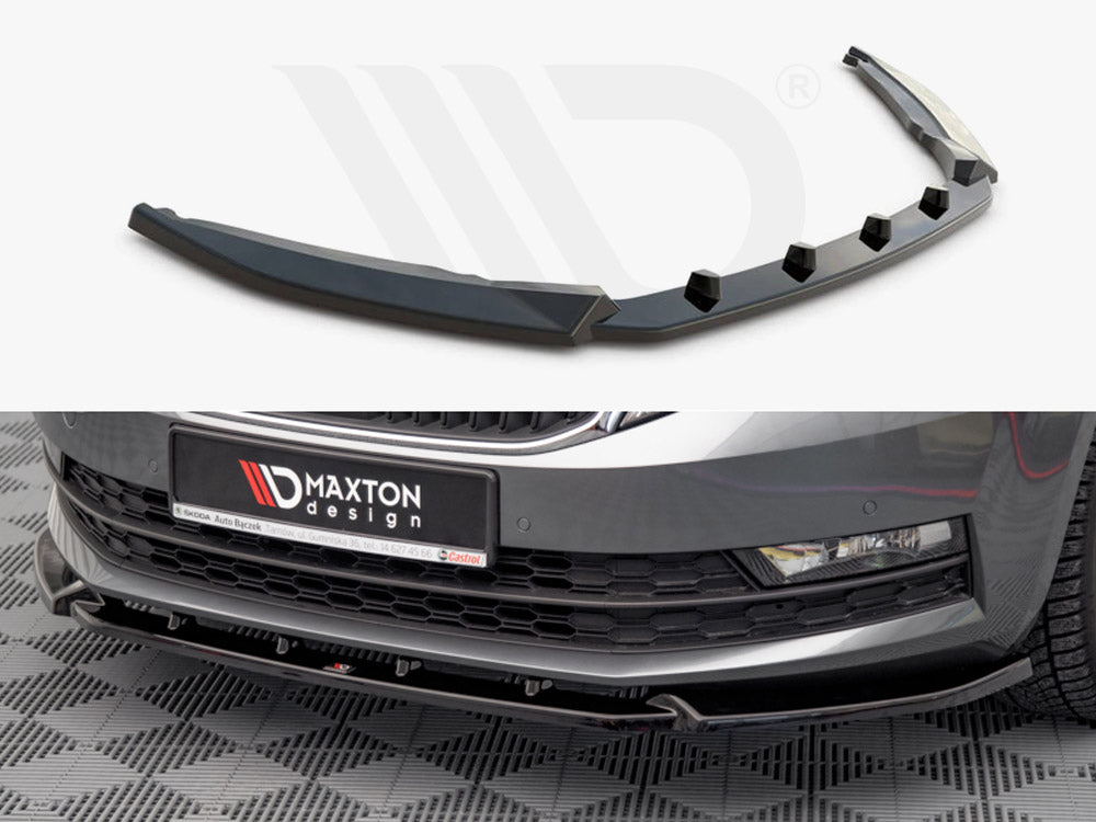 Maxton Design SK-OC-3F-FD1T Front Splitter V.1 Skoda Octavia MK3 Facelift (2016-2020) | ML Performance UK Car Parts