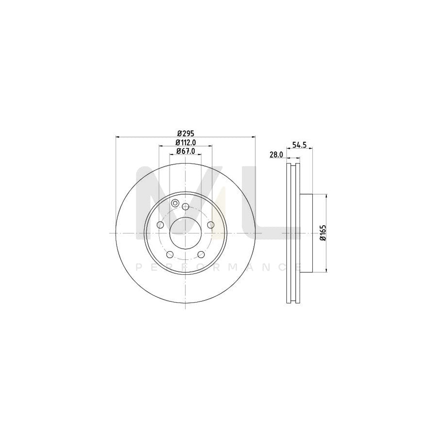 HELLA PRO 8DD 355 108-801 Brake Disc suitable for MERCEDES-BENZ E-Class Internally Vented, Coated, without wheel hub, without wheel studs | ML Performance Car Parts