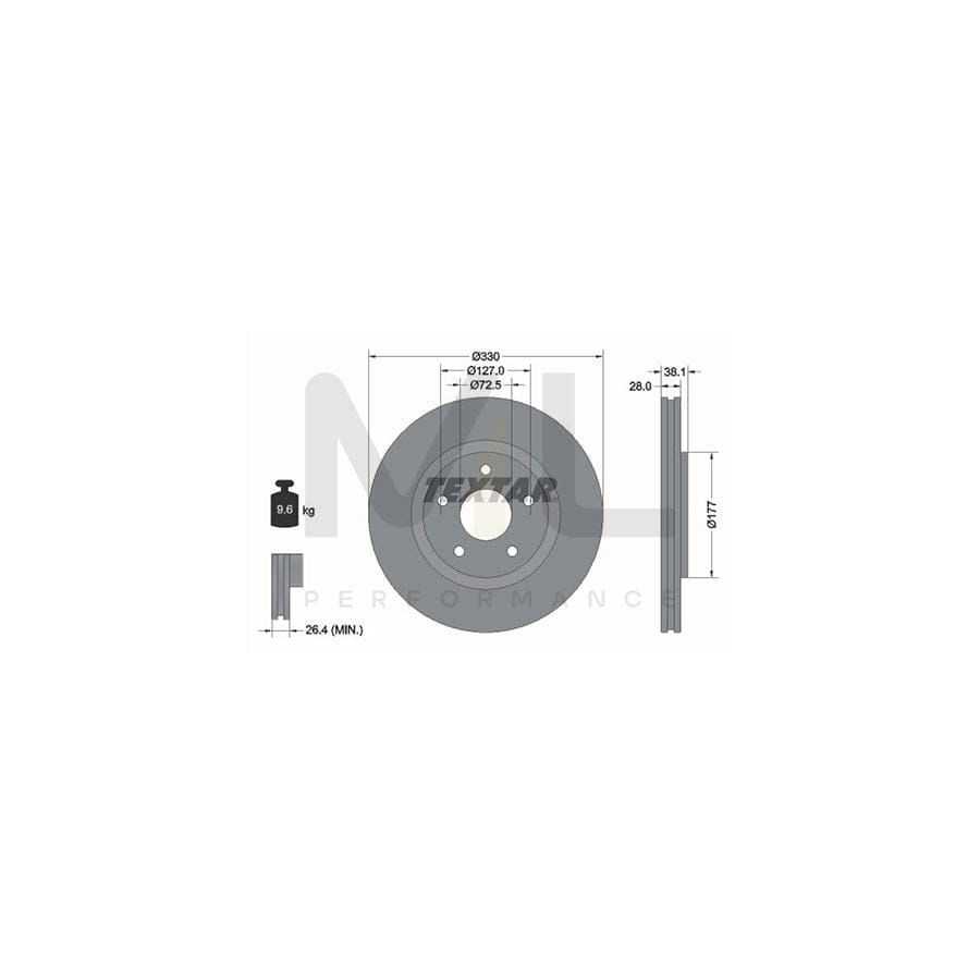 TEXTAR PRO 92278903 Brake Disc Internally Vented, Coated, without wheel hub, without wheel studs | ML Performance Car Parts