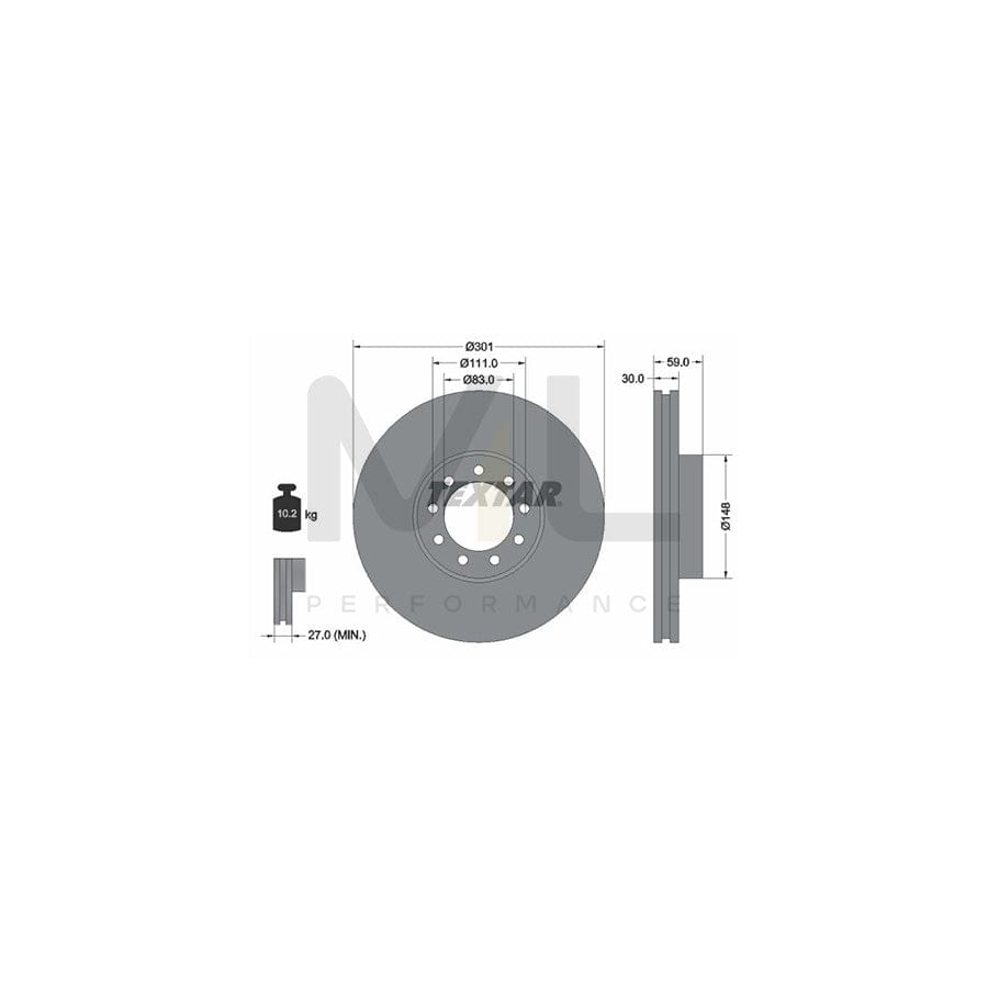 TEXTAR 93177600 Brake Disc Internally Vented, without wheel hub | ML Performance Car Parts