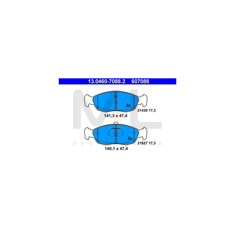 ATE 13.0460-7088.2 Brake pad set excl. wear warning contact, not prepared for wear indicator | ML Performance Car Parts