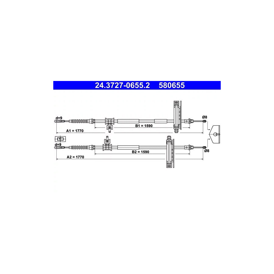 ATE 24.3727-0655.2 Hand Brake Cable For Ford Focus