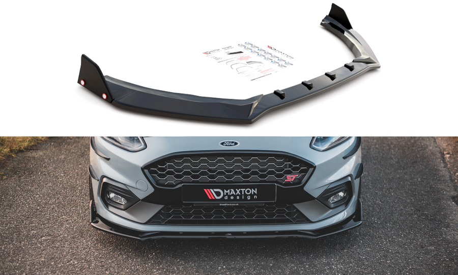 Maxton Design FO-FI-8-STLINE-FD4T+FSF Front Splitter + Flaps V.4 Ford Fiesta ST / ST-Line MK8 | ML Performance UK Car Parts