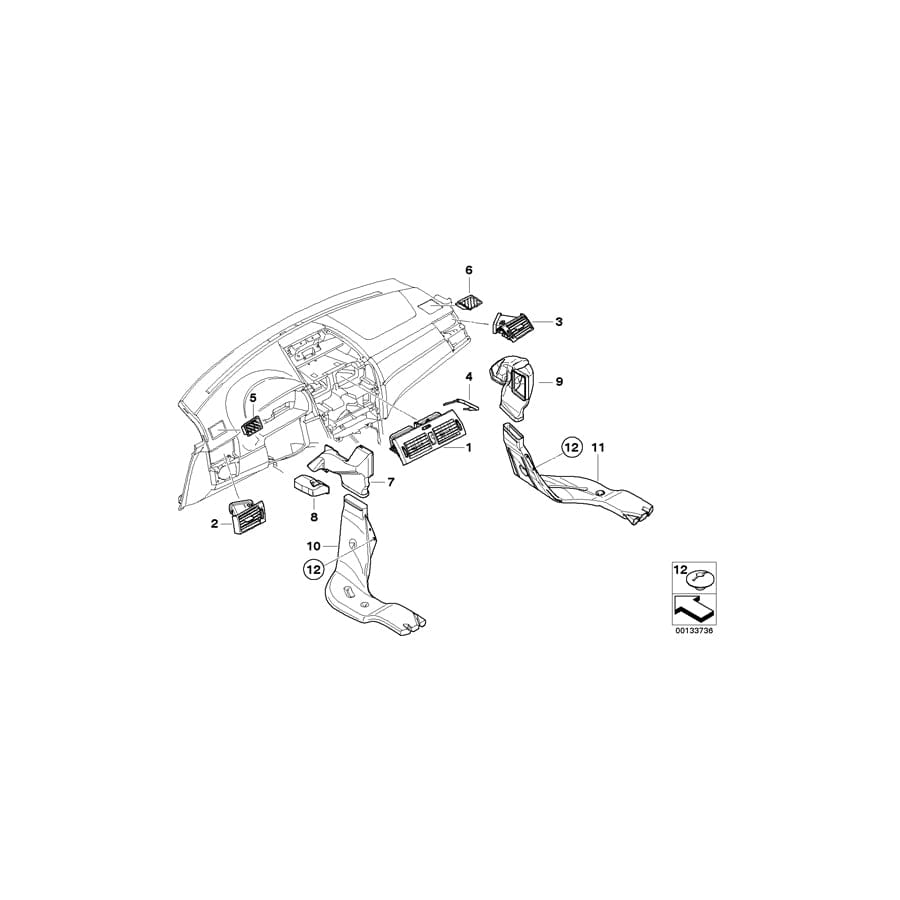 Genuine BMW 64223405814 E83 E83 Right Floor Heater Duct (Inc. X3 2.5i, X3 3.0si & X3 2.5si) | ML Performance UK Car Parts