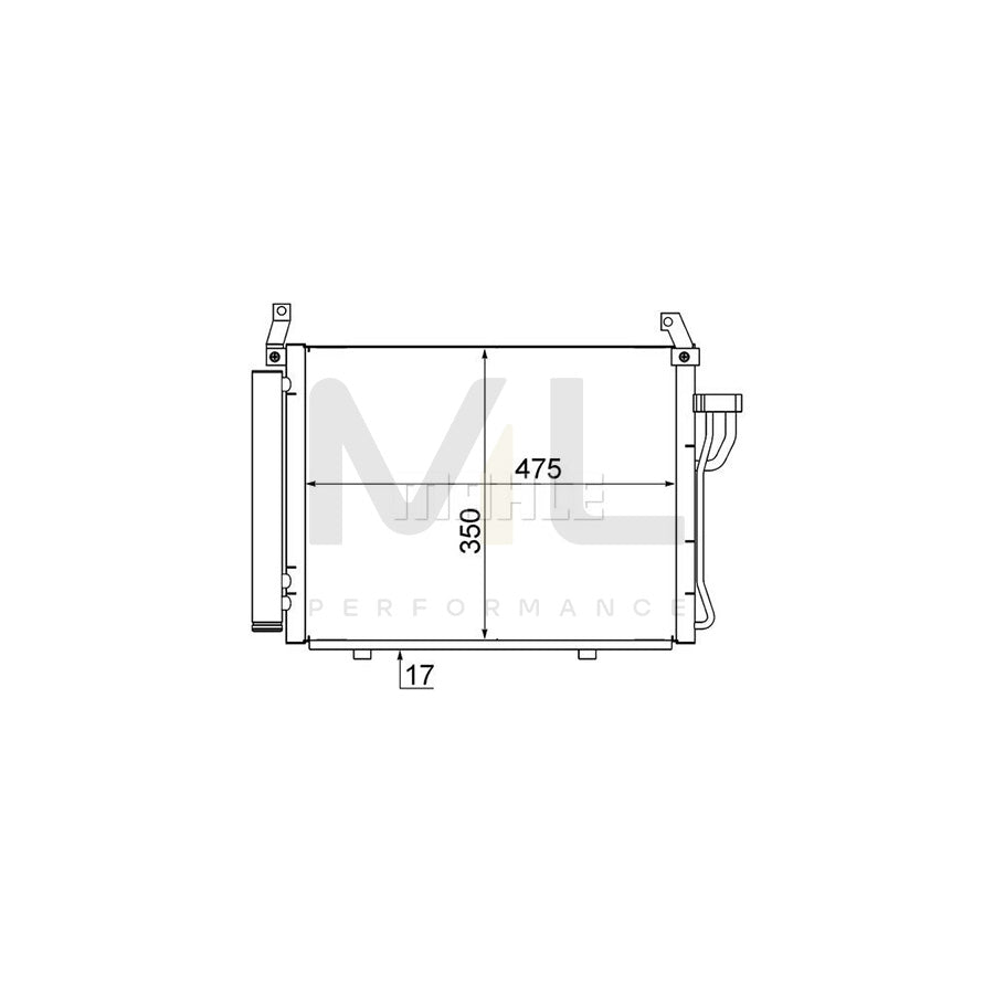 MAHLE ORIGINAL AC 17 000S Air conditioning condenser for HYUNDAI i10 I (PA) with dryer | ML Performance Car Parts