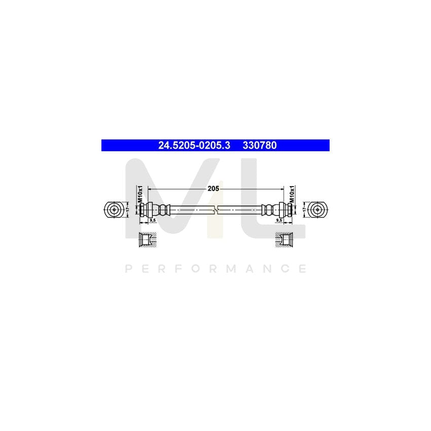 ATE 24.5205-0205.3 Brake Hose 205mm | ML Performance Car Parts