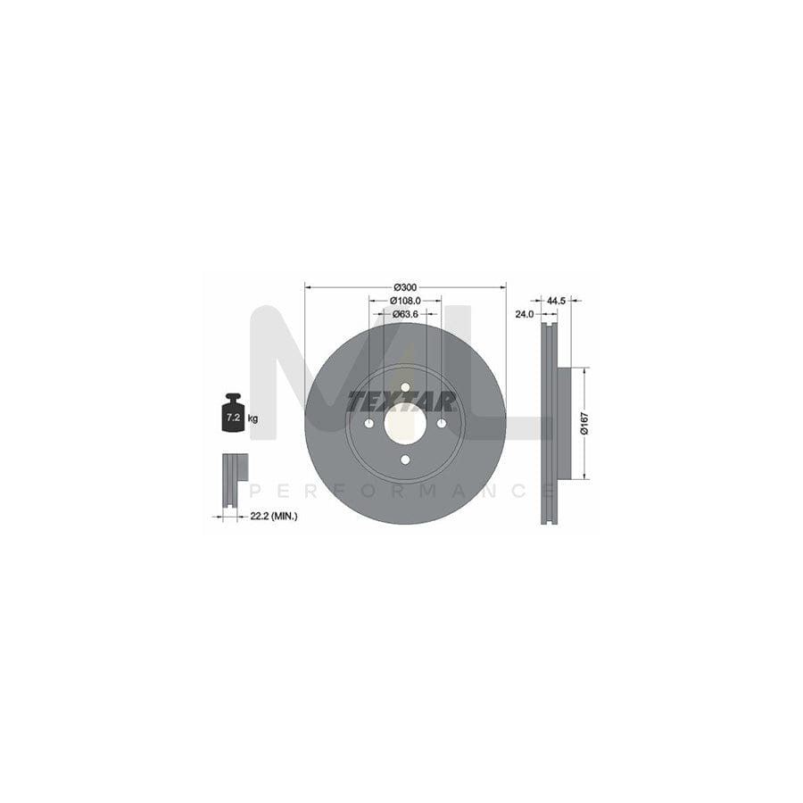 TEXTAR PRO 92139903 Brake Disc for FORD FOCUS Internally Vented, Coated, without wheel hub, without wheel studs | ML Performance Car Parts