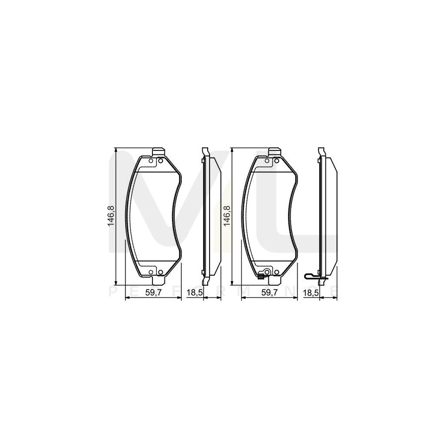 Bosch 0986495117 Brake Pad Set With Acoustic Wear Warning, With Mounting Manual BP1505 | ML Performance Car Parts