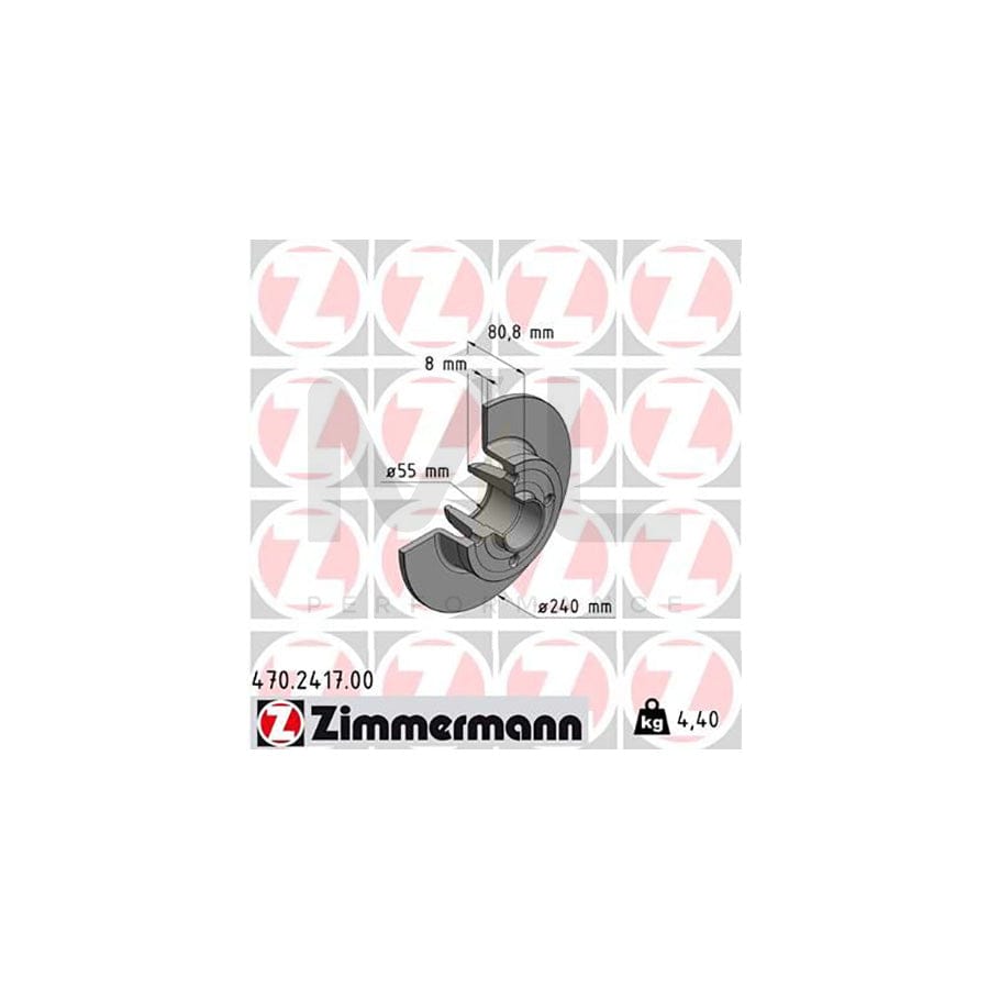 ZIMMERMANN 470.2417.00 Brake Disc Solid, without ABS sensor ring, without wheel bearing | ML Performance Car Parts