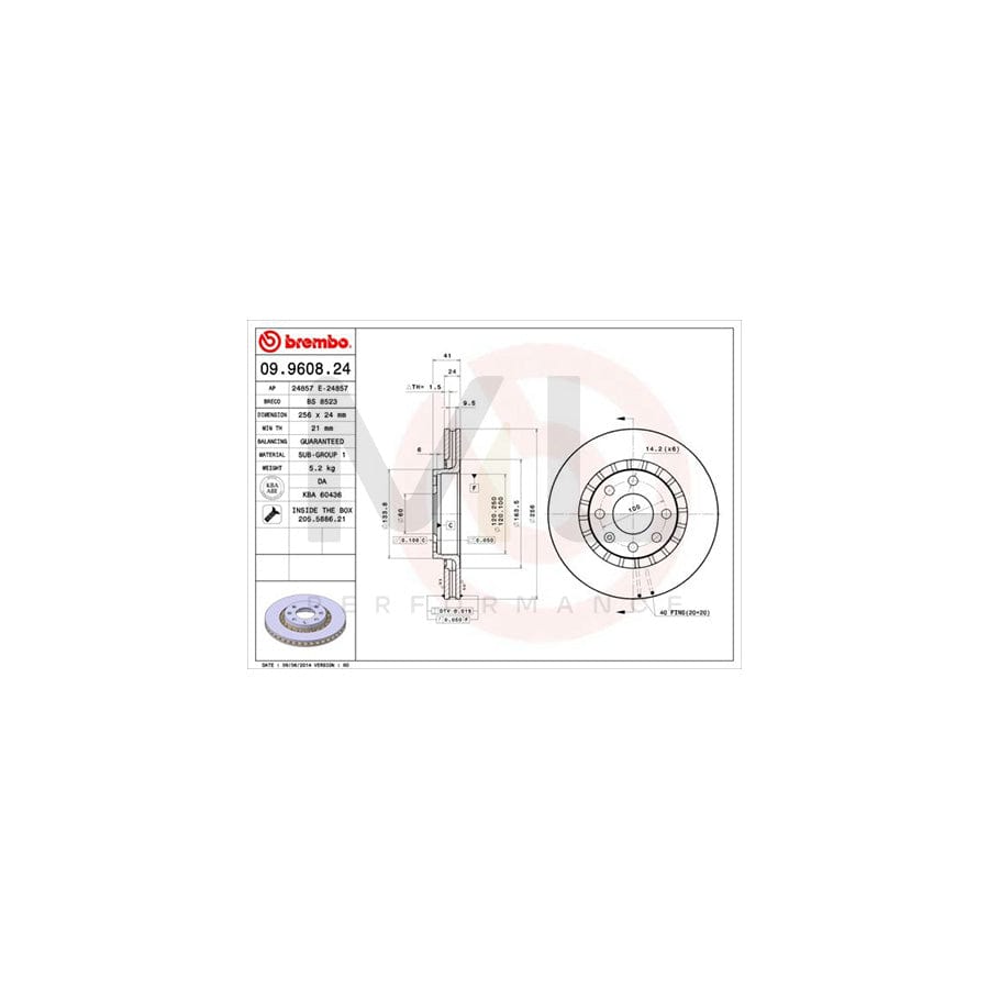 BREMBO 09.9608.24 Brake Disc Internally Vented, with bolts/screws | ML Performance Car Parts