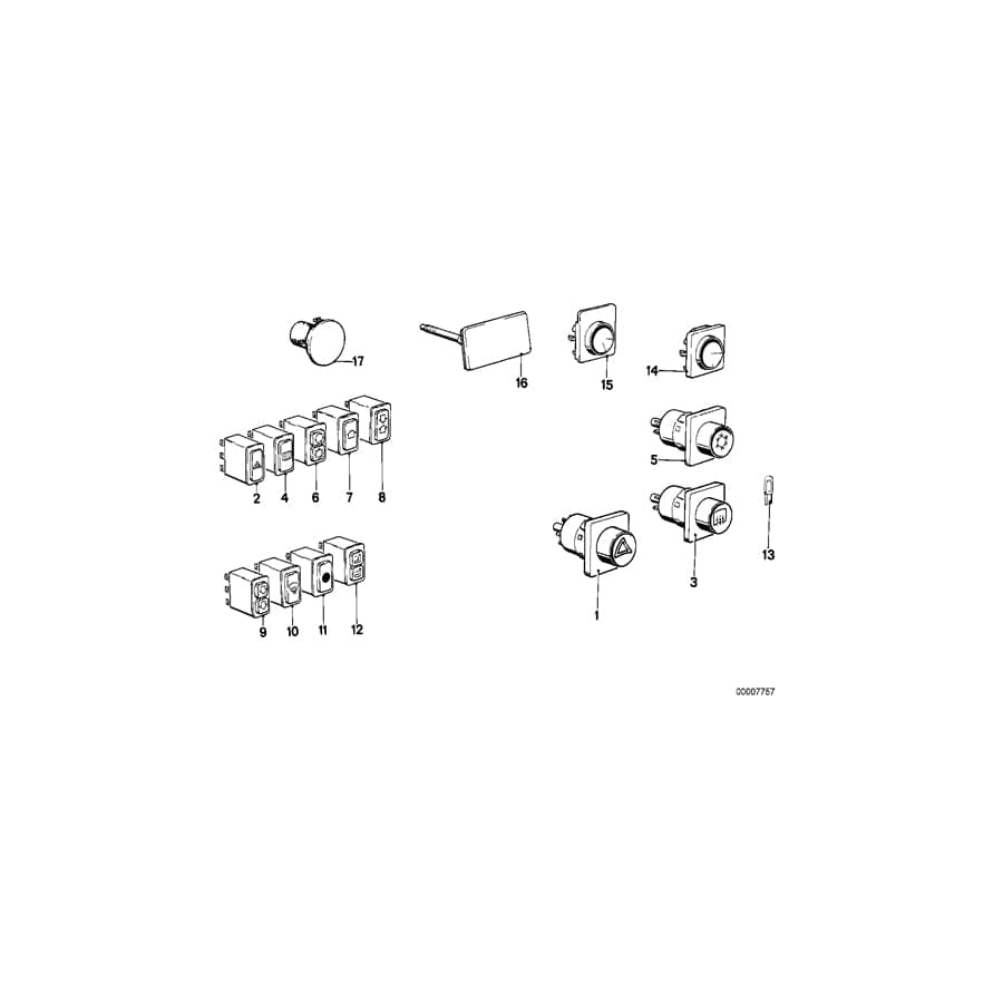 Genuine BMW 61311366494 E23 Switch Air Distribution Closed (Inc. 732i, 745i & 735i) | ML Performance UK Car Parts