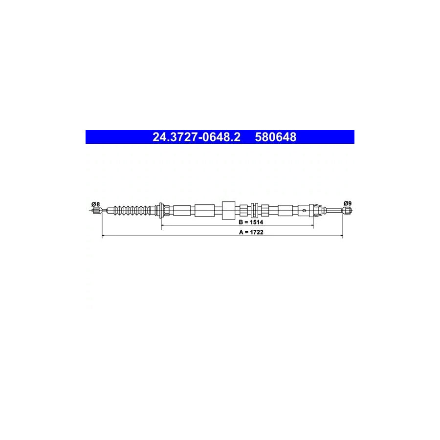 ATE 24.3727-0648.2 Hand Brake Cable For Ford Mondeo Mk3 EstATE (Bwy)