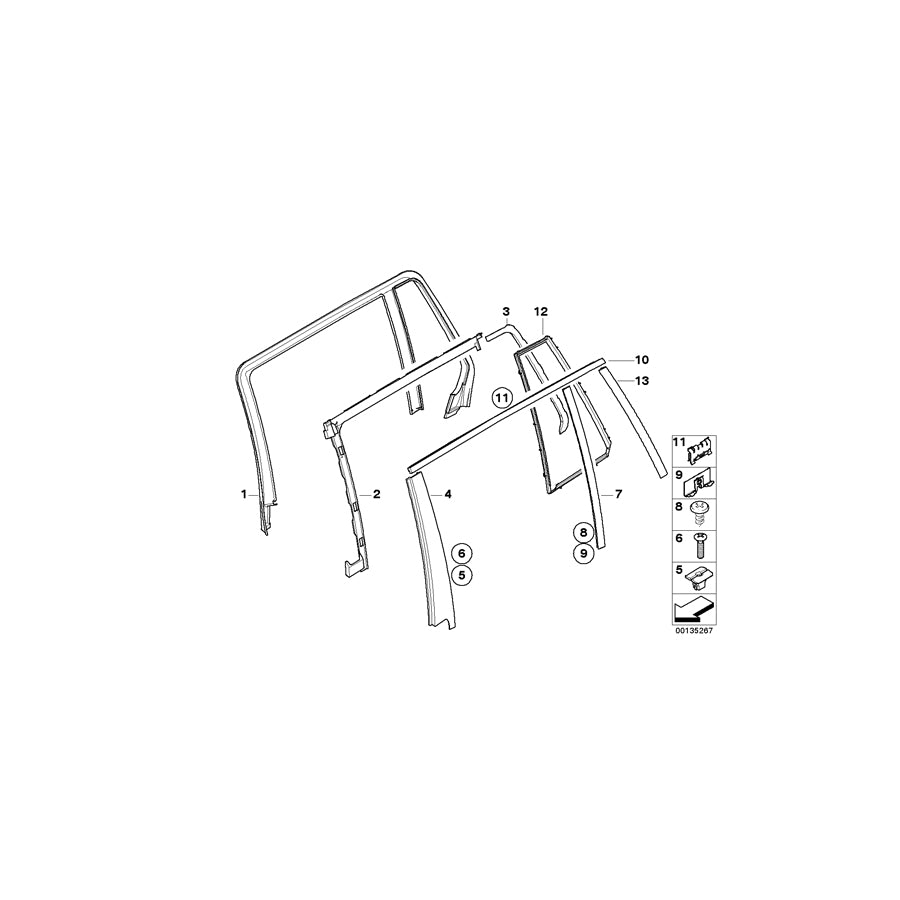 Genuine BMW 51357044179 E61 Frame For Fixed Side Window, Left (Inc. 520i, 530xd & 525xi) | ML Performance UK