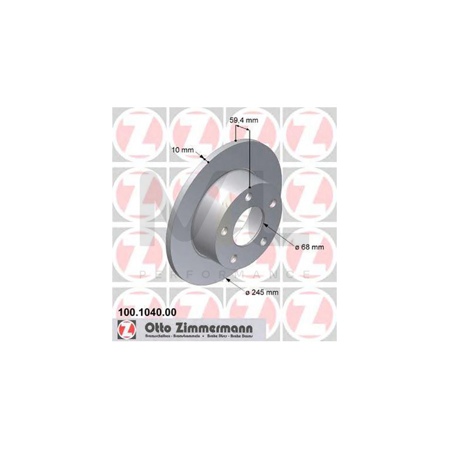 ZIMMERMANN 100.1040.00 Brake Disc Solid | ML Performance Car Parts