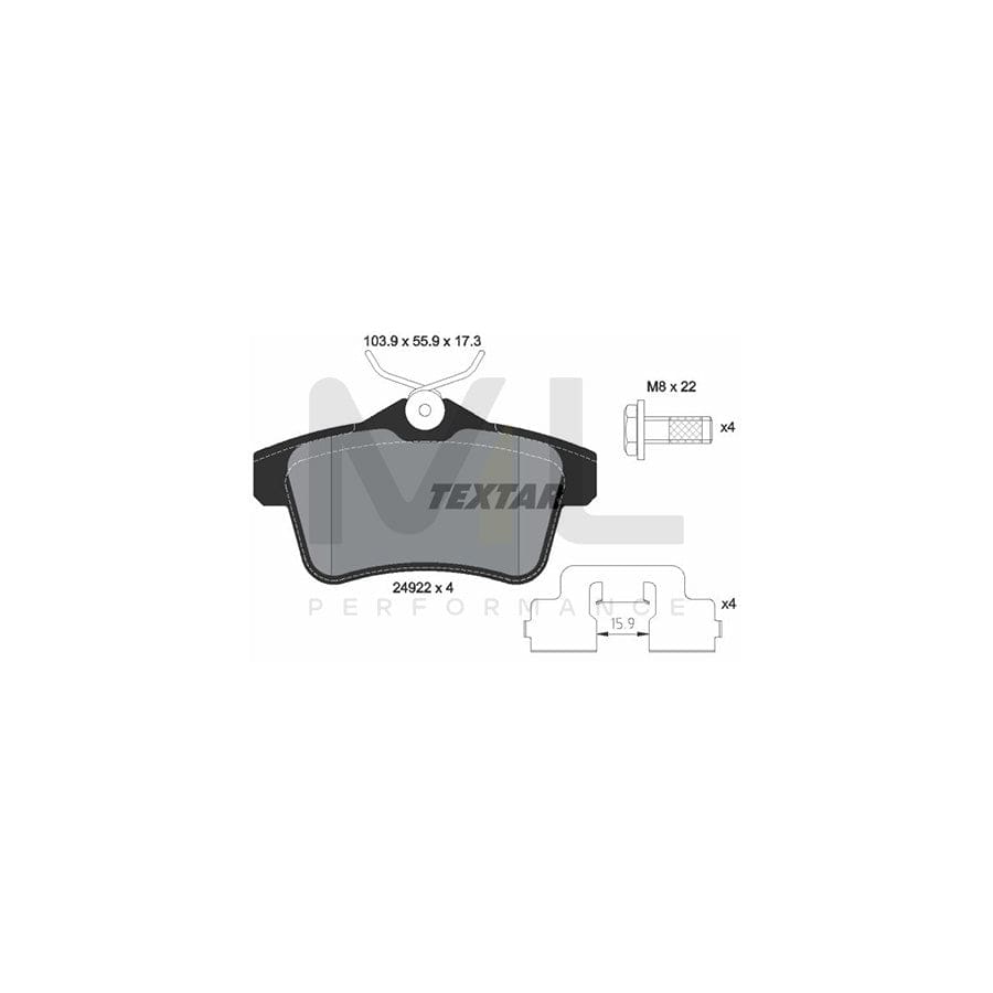 TEXTAR 2492201 Brake pad set not prepared for wear indicator | ML Performance Car Parts