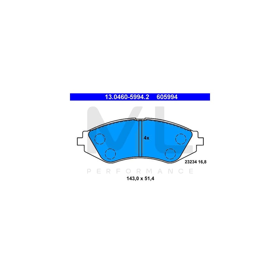 ATE 13.0460-5994.2 Brake pad set excl. wear warning contact, not prepared for wear indicator | ML Performance Car Parts