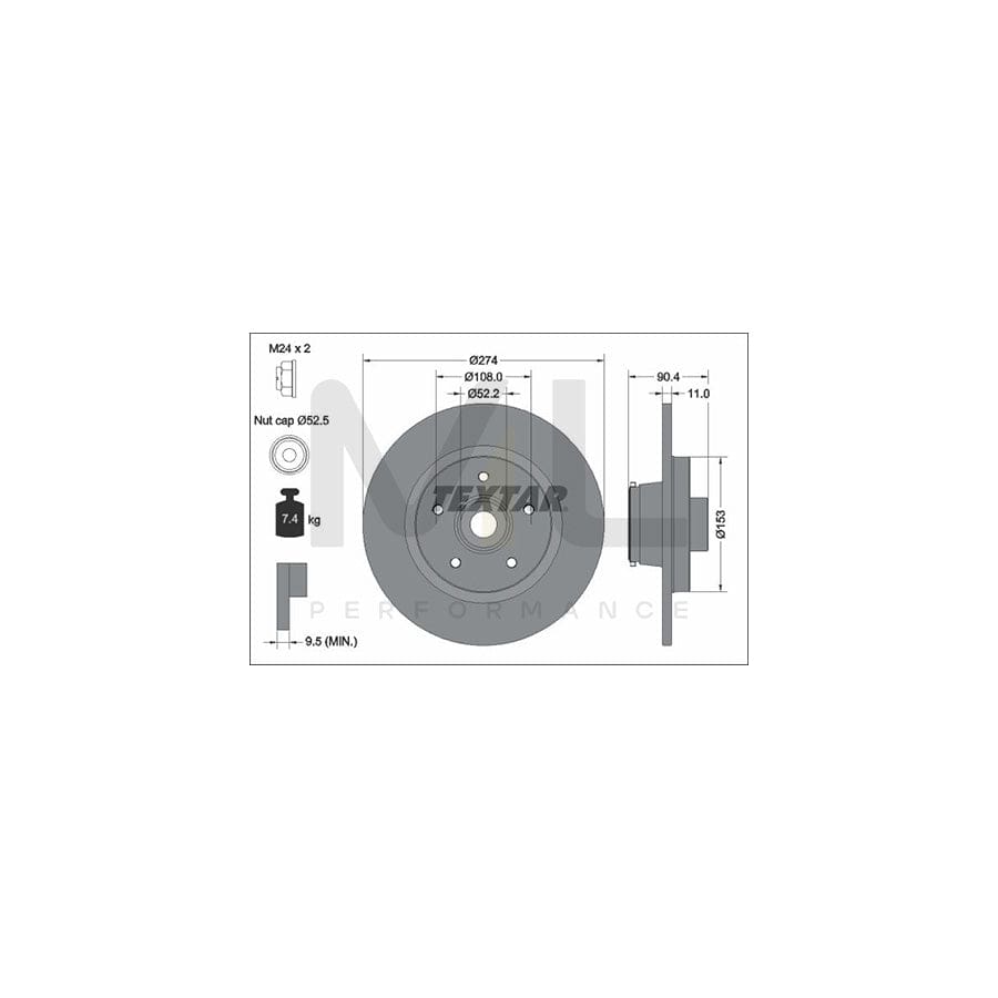 TEXTAR 92329403 Brake Disc Solid, Coated, with ABS sensor ring, with wheel bearing, with wheel hub, without wheel studs | ML Performance Car Parts