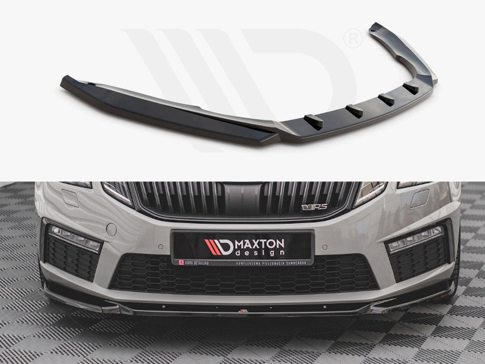 Maxton Design SK-OC-3F-RS-FD3T Front Splitter V.3 Skoda Octavia Rs MK3 Facelift (2016-2019) | ML Performance UK Car Parts