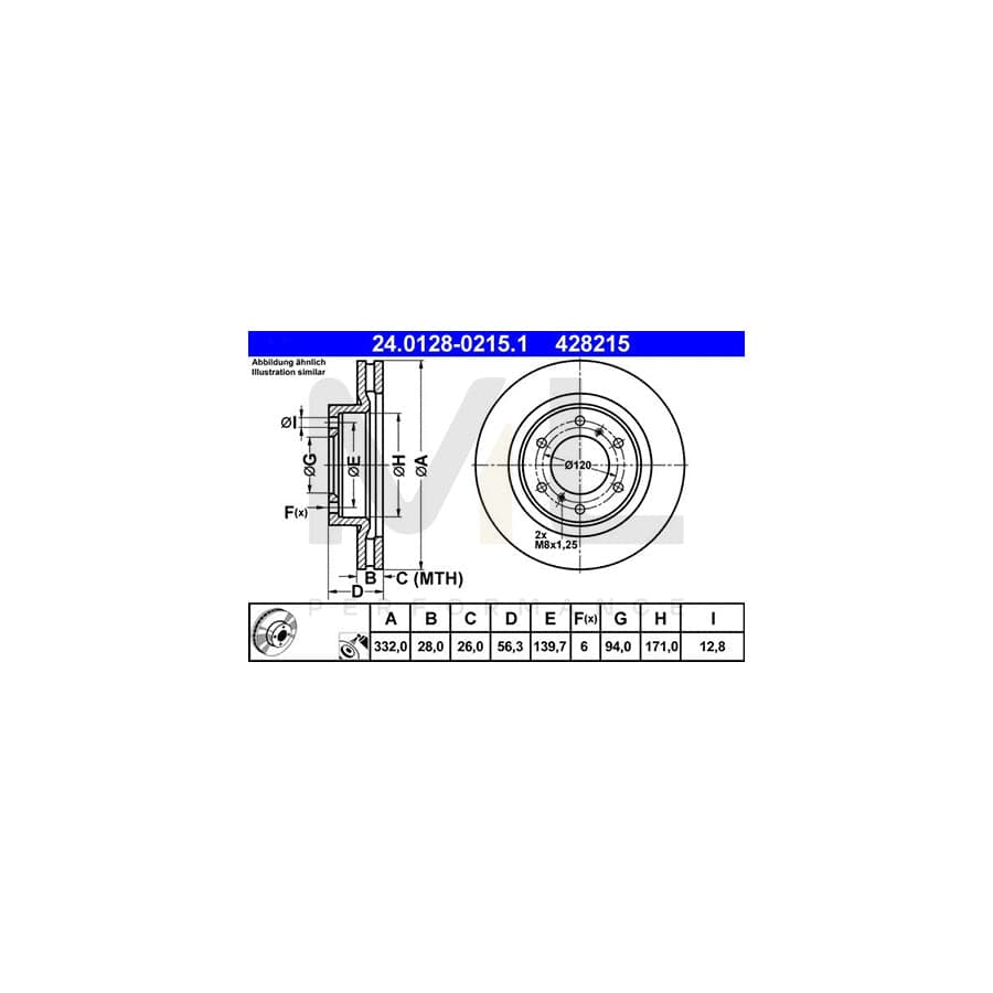 ATE 24.0128-0215.1 Brake Disc for MITSUBISHI PAJERO / SHOGUN Vented, Coated | ML Performance Car Parts