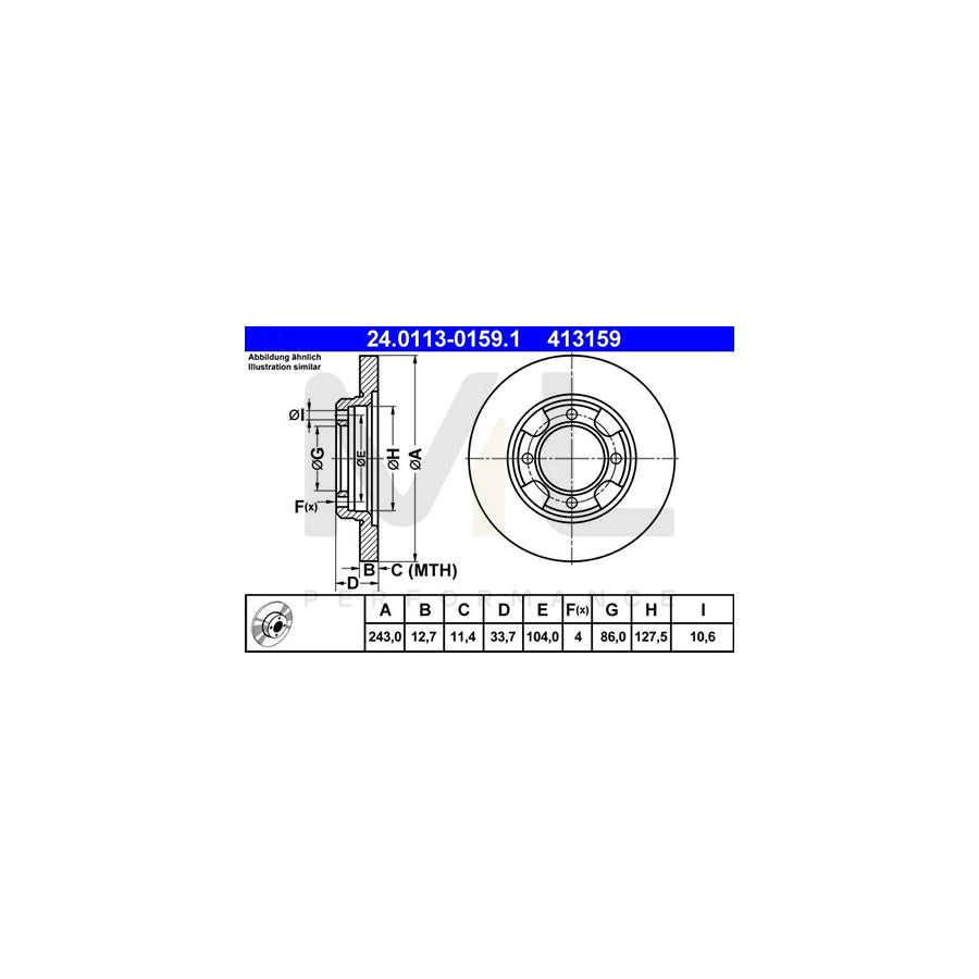 ATE 24.0113-0159.1 Brake Disc Solid | ML Performance Car Parts