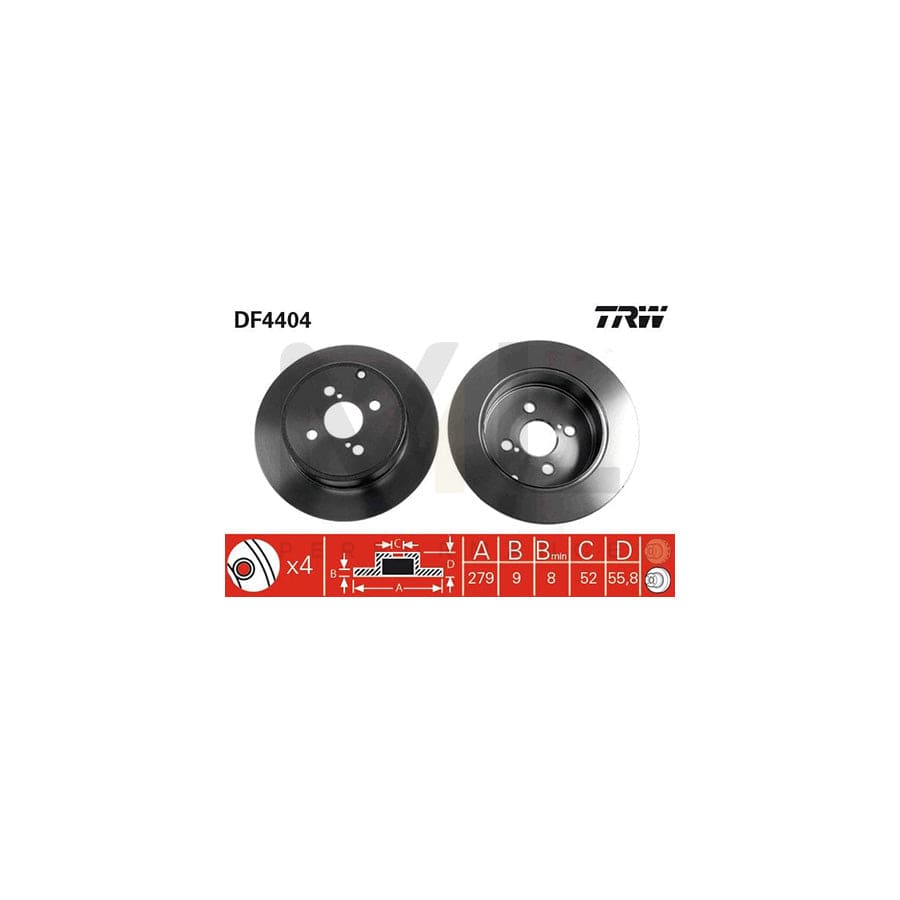 TRW DF4404 Brake Disc for TOYOTA COROLLA Solid, Painted | ML Performance Car Parts