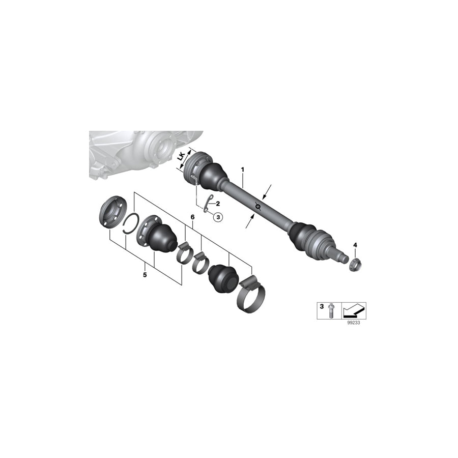 Genuine BMW 33211229592 E46 E85 Exch. Output Shaft, Right LK=86mm/D=31mm (Inc. 325Ci, 323i & 320td) | ML Performance UK Car Parts