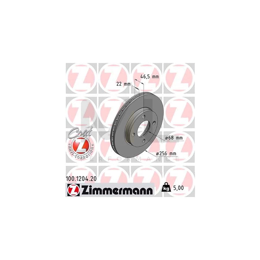 ZIMMERMANN COAT Z 100.1204.20 Brake Disc Internally Vented, Coated | ML Performance Car Parts