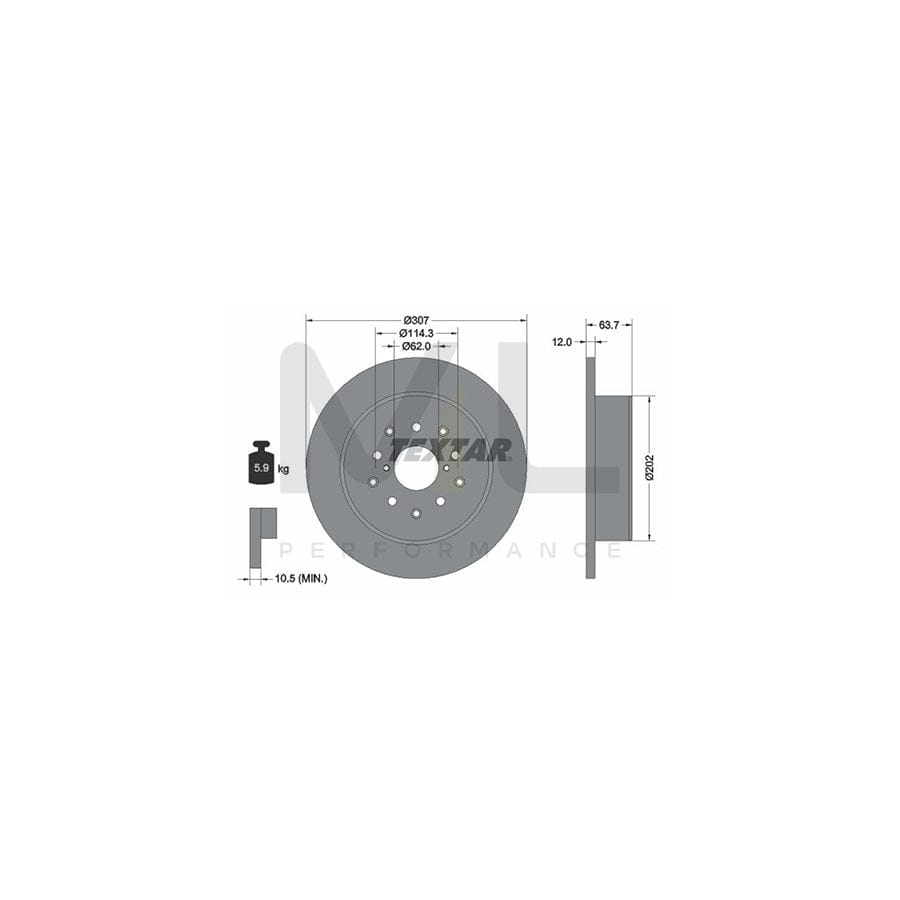 TEXTAR 92170800 Brake Disc Solid, without wheel hub, without wheel studs | ML Performance Car Parts