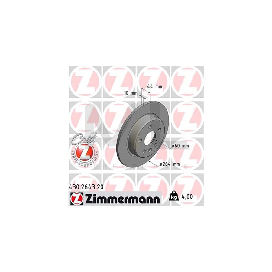 ZIMMERMANN COAT Z 430.2643.20 Brake Disc Solid, Coated | ML Performance Car Parts