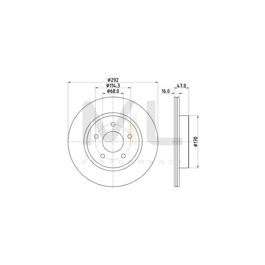 HELLA PRO 8DD 355 123-061 Brake Disc Internally Vented, Coated, without wheel hub, without wheel studs | ML Performance Car Parts